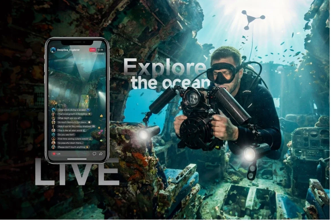 水中ライブ配信のイメージ