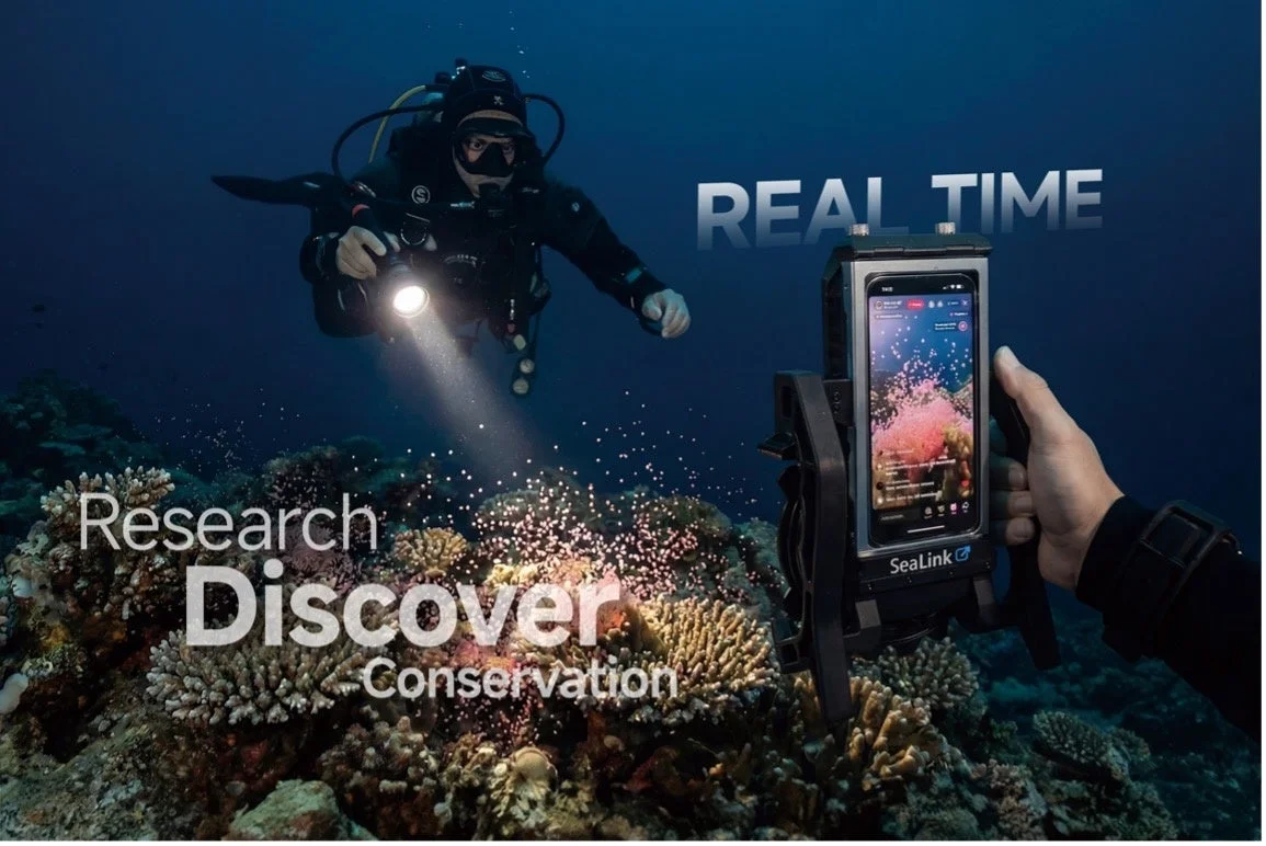水中研究・保護活動でのSeaLink利用イメージ