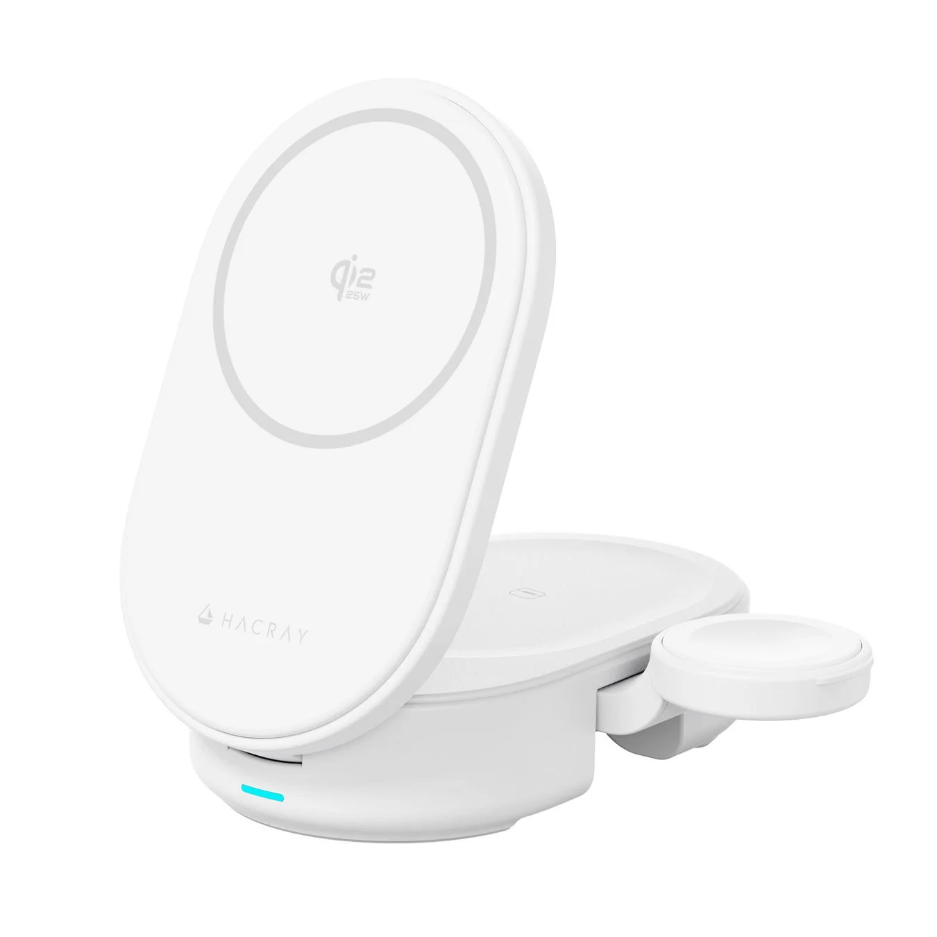 白いHacray製Qi2 25Wマルチデバイスワイヤレス充電器