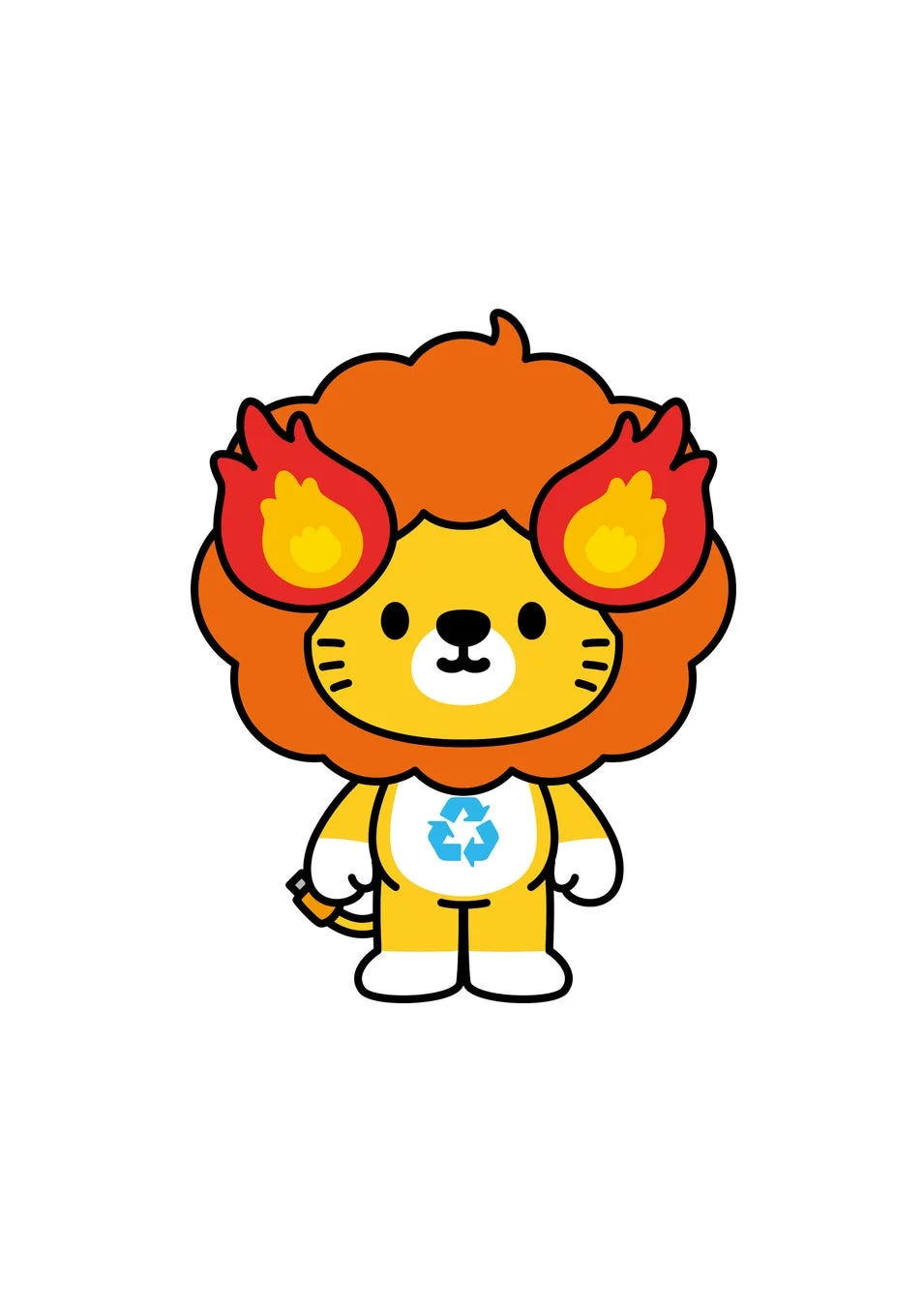 耳から炎が出ているライオンのキャラクター